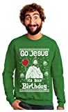 Go Jesus It's Your Birthday Ugly Christmas Sweater Style Men's Sweatshirt Large Green
