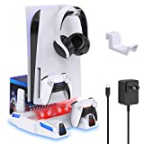 Cooling Station with Dual Controller Charger for PS5 Console, YUANHOT Stand with Cooling Fan and Controller Charging Ports Dock Accessories Compatible with Playstation 5 Digital and Disc Edition