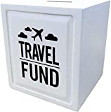 Travel Fund Piggy Bank (Large) - Wedding and Travel Gift Ideas - Money Box - House Warming and Retirement Gifts for Travelers White