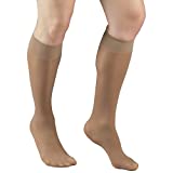 Truform Sheer Compression Stockings, 8-15 mmHg, Women's Knee High Length, 20 Denier, Beige, Large
