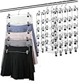 Hasitpro 6-Tier Skirt Pants Shorts Hangers with Adjustable Clips Space Saving No Slip Hangers Skirt Organizer 5 Pack