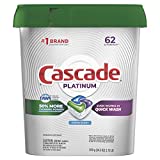 Cascade Platinum Dishwasher Pods, Dishwasher Detergent, Dishwasher Pod, Dishwasher Soap Pods, Actionpacs with Dishwasher Cleaner and Deodorizer Action, Fresh, 62 Count of Dish Detegent Pods