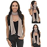 CoQau Coquette Scarf and Face Cover for Women, Modal Head and Neck Wrap w/ Ear Loops, Coq10 Anti-aging, Antimicrobial and Scent Infused Smart Fabric, Sable (Tan)