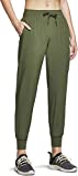 TSLA Women's Lightweight Track Pants, Quick Dry Hiking Jogger Pants, Athletic Running Pants with Pockets, Running Pants Olive, Large