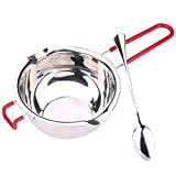 600ML Double Boiler Pot with Heat Resistant Handle,BOBIPRO 18/8 304 Stainless Steel Melting Pot with Serving Spoon for Melting Chocolate, Candy and Candle Making