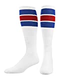TCK Retro 3 Stripe Tube Socks (Royal/Red, Large)
