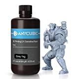 ANYCUBIC 3D Printer Resin, 405nm SLA UV-Curing Resin with High Precision and Quick Curing & Excellent Fluidity for LCD 3D Printing (Grey, 1kg)