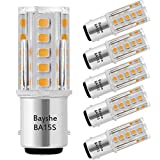 BAYSHE 3W 12V BA15S S8 SC Bayonet Single Contact Base 1156 1141 LED Light Bulb 2700K Warm White,Low Voltage AC/DC 12volt Landscape Path Deck RV Camper Marine Boat Trailer Lighting-Pack of 5