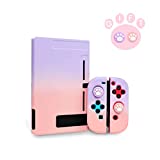 Niclogi Dockable Case for Nintendo Switch, Protective Cover Case Compatible with Nintendo Switch Console and Joy-Con Controller, Separable Hard Cover Case with 2 Thumb Grip Caps(Purple and Pink)