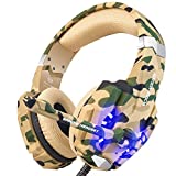 BENGOO Stereo Gaming Headset for PS4, PC, Xbox One Controller, Noise Cancelling Over Ear Headphones Mic, LED Light, Bass Surround, Soft Memory Earmuffs for Sega Genesis Gamecube PS5 –Camouflage