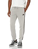 adidas Men's Standard Essentials Fleece Tapered Cuff 3-Stripes Pants, Medium Grey Heather/Black, Large