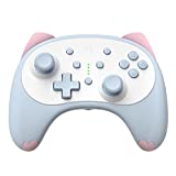 IINE Cat Controller for Nintendo Switch/Lite/Switch OLED With 3.5mm Headset Jack,Wireless controller for Nintendo Switch Blue,Small Size