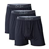 Soft Bamboo Mens Boxers 3 Pack - Cool, Comfortable Bamboo Underwear, Boxer Shorts by Chill Boys (Medium, Bamboo Black)