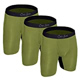 ANTI CHAFING BAMBOO BOXER BRIEFS 3 PACK - Soft Breathable Bamboo Men's Underwear. Cool Comfortable Boxers by Chill Boys (Green, Large)