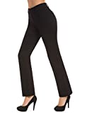 Bamans Women’s Bootcut Pull-On Dress Pants Office Business Casual Yoga Work Pants with Key Pocket Straight Leg (Black, Medium)