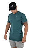 YoungLA Workout Shirts Men T-Shirts Short Sleeve Raglan 417 Jade Heather Large