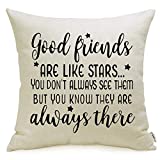 Meekio Friendship Gifts Decorative Pillow Covers with Good Friends are Like Star Quote 18" x 18"