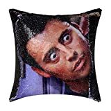 CARLOTA Friends TV Show Joey Tribbiani Flip Sequin Pillow Cover Magic Reversible Cushion Case Funny Mermaid Pillow Cover Funny Gag Gift for Her Him(Black)