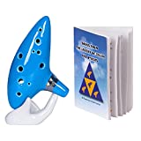 Deekec Legend of Zelda Ocarina 12 Hole Alto C with Song Book (Songs From the Legend of Zelda) with Stand and Carrying case, Sky Blue