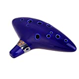 AFUNTA 12 Hole Ocarina Ceramic Alto C Legend of Zelda Ocarina Flute with song book (Neck Strap Cord with Random Color)- Blue