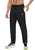 G Gradual Men's Sweatpants with Zipper Pockets Tapered Track Athletic Pants for Men Running, Exercise, Workout (Black, Large)