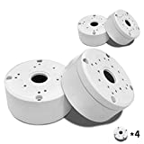 Universal Bullet Security Camera Junction Box Mount Bracket, Outdoor Use Waterproof Wall Ceiling Mount Aluminum Hide Cable Junction Base Boxes (4 Pack)