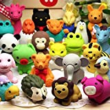 URSKYTOUS 48Pcs Animal Erasers Bulk Pencil Erasers Kids Japanese Come Apart Puzzle Eraser Toys for Party Favors, Classroom Prizes, Carnival Gifts, Pinata Filler and School Supplies for Boys and Girls
