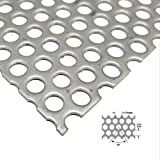 Stainless Steel Perforated Sheet Perforated Metal Sheet Steel-Stainless Industrial Metal Sheets 16 GA (.060) - 1/8 Holes on 3/16 Centers 11.8"x11.8"