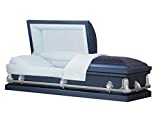 Titan Casket Andover Series Steel Casket (Dark Blue) Handcrafted Funeral Casket - Dark Blue Finish with Light Blue Crepe Interior