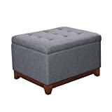 HomePop Upholstered Chunky Textured Tufted Storage Ottoman with Hinged Lid, Gray