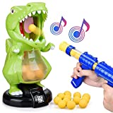 KOVEBBLE Dinosaur Toy Guns for Boys/Girls, Shooting Games with Electronic Target, Party Cool Toys with LCD Score Record, Sound, 36 Soft Foam Balls,for Kids Age 5 6 7 8 9 10+ (Single Gun)