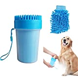 Dog Paw Cleaner Cup Set,Portable 2-in-1 Silicone Dog Paw Washer Cup With Chenille Towel,Pet Paw Cleaner Paw Washer for Medium Large Dogs