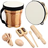 ML.ENJOY Wooden Musical Instruments Toys for Toddlers and Kids, Bongo Drums for Kids and Percussion Sets, Eco-Friendly Toddler Musical Instruments with Storage Bag