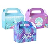 Mermaid Birthday Party Decorations Mermaid Gift Treat Boxes Supplies Under The Sea Party Decorations Mermaid Party Favor Candy Goodie Boxes for Girl's Birthday Party and Baby Shower SET of 12