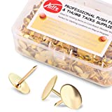 Yalis Thumb Tacks 500-count, 3/8-inch Steel Roundness Push Pins Office Tacks for Corkboard (Gold)