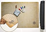 RPG Battle Grid Mat - 24" x 36" Double Sided Neoprene Mat Plus Dry Erase PVC Film - Table Top Role Playing Map - DND Role Play - Dungeons and Dragons Maps Tiles - Tabletop Gaming Mat