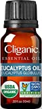 Cliganic USDA Organic Eucalyptus Essential Oil, 100% Pure | Natural Aromatherapy Oil for Diffuser Steam Distilled | Non-GMO Verified