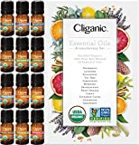 Cliganic USDA Organic Aromatherapy TOP 12 Essential Oils Set, 100% Pure - Peppermint, Lavender, Eucalyptus, Tea Tree, Lemongrass, Rosemary, Frankincense, Orange, Lemon, Cassia, Cedarwood & Grapefruit