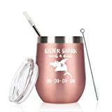Sister Gifts-Sister Shark Needs Stainless Steel Wine Tumbler with Lid, Funny Gifts for Sister Women Soul Sister in Law Friends, Insulated Wine Tumbler for Christmas Birthday(12oz, Rose Gold)