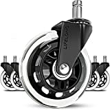 Office Chair Wheels Replacement Rubber Chair casters for Hardwood Floors and Carpet, Set of 5, Heavy Duty casters for Chairs to Replace Office Chair mats - Fits 98%