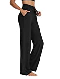 Sarin Mathews Womens Yoga Sweatpants Wide Leg Lounge Pajamas Pants Comfy Drawstring Workout Joggers Pants with Pockets Black S