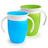 Munchkin Miracle 360 Trainer Cup, 7 Ounce, 2 Pack, Green/Blue