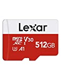 Lexar 512GB Micro SD Card, microSDXC UHS-I Flash Memory Card with Adapter - Up to 100MB/s, A1, U3, Class10, V30, High Speed TF Card