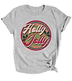 Womens Funny Christmas Favorites Print T-Shirts Retro Holly Jolly Happiest Holiday Graphic Tees Casual Holiday Vibes Tees (S,Grey-2)