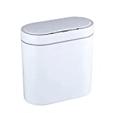 ELPHECO Bathroom Trash Can, 2.5 Gallon Waterproof Motion Sensor Small Bathroom Trash Can with Lid, Slim Plastic Narrow Bedroom Trash Can Office Trash Can, White