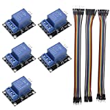 KeeYees 5pcs 1 Channel 5V Relay Module Board Shield KY-019 LED Indicator for Arduino + 3pcs 20CM 10Pin Female Male Jumper Wires