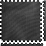 Meister X-Thick 1.5" Interlocking EVA Foam Mats - 2X Cushion for Wrestling, MMA Takedowns & Gymnastics - 2'x2' Tiles - Black - 25 Tiles (100 Sqft)