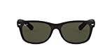 Ray-Ban RB2132 New Wayfarer Sunglasses, Rubber Black/Green, 55 mm