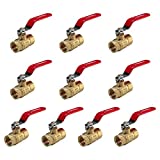 (Pack of 10) EFIED 1/2 Inch 600WOG FNPT Heavy Duty Full Port Brass Ball Valve FIP Threaded Lead Free-10 Pieces