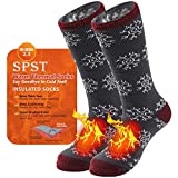Mens Winter Warm Socks, SPST Cold Weather Snowy Heavy Thermal Soft Fleece Slipper Christmas Festival Novelty Cute Crew Socks for Outdoor Hiking Hunting Backpacking Skiing Working, 1 Pair Snowflake L